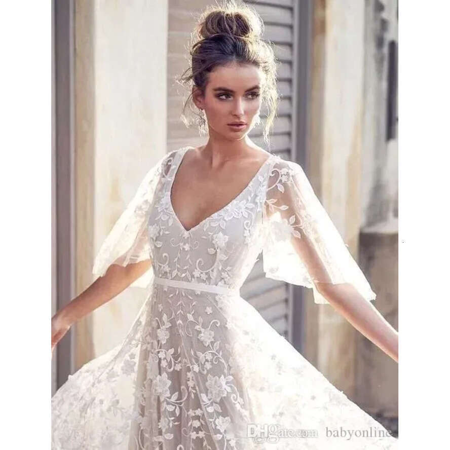 Boho Wedding Lace Dress A E White Simple Bohemian Beach Dresses Sexy Backless V Neck Or Length Summer Vestidos NEW BC Es Estidos es estidos NW s stido