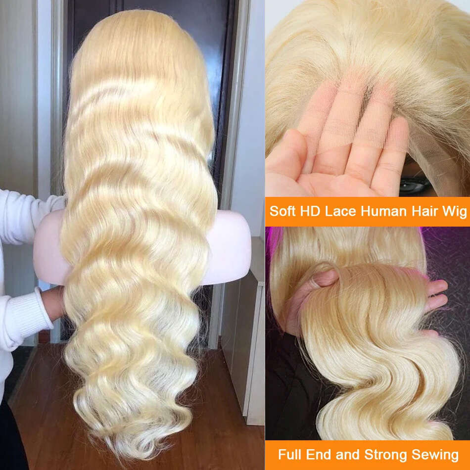 200 Density Body Wave HD Transparent 613 Honey Blonde 13x5 30Inch 13x6 Front Human Hair 13x4 Lace Frontal Wig Brazilian