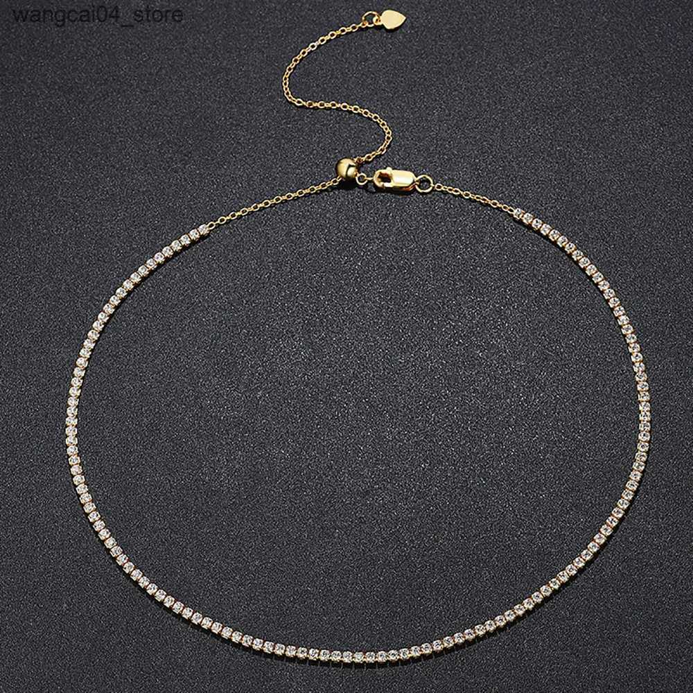 Chokers Serenity D Color 2mm all silica tennis necklace for women S925 silver necklace Clavicle chain plated 18K exquisite jewelry H25417 - view 4