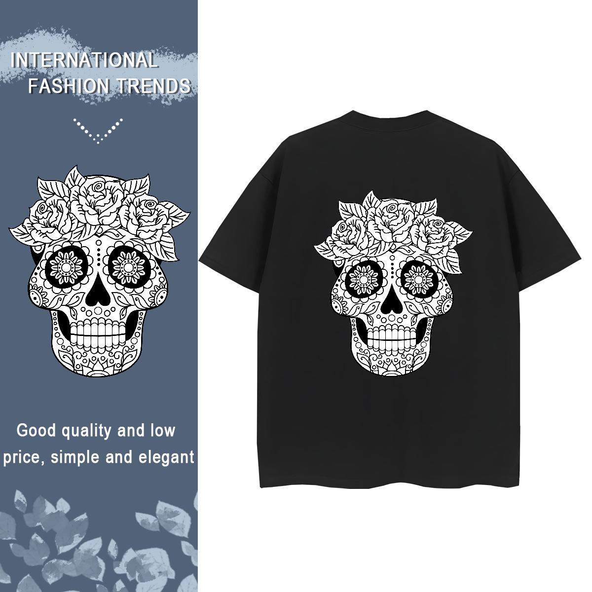 Fashion Woman T Shirts 230g Pure Cotton Crew Neck Spring Summer skull Couples T Shirts Designer Nice Cartoon Print Clothes