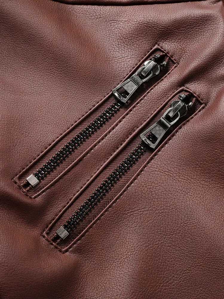 2024 Autumn/Winter Oblique Zipper Motorcycle Leather Jacket Mens Brand Retro Pu Leather Jacket European Size S-XXXL Y241018