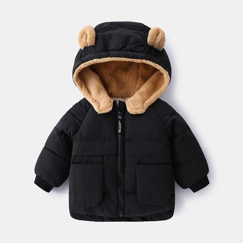 New boys jacket keeps warm hooded childrens jacket autumn thick zipper girls coat Christmas gift 2-6 years childrens clothing M241018
