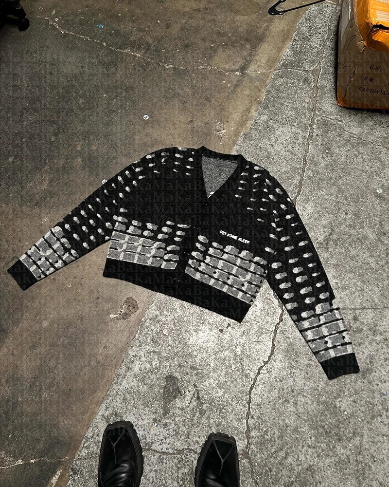 Mens retro Knitwear Y2K letter graphic sweater winter Harajuku oversized pullover sweater unisex youth fashion clothing 241007