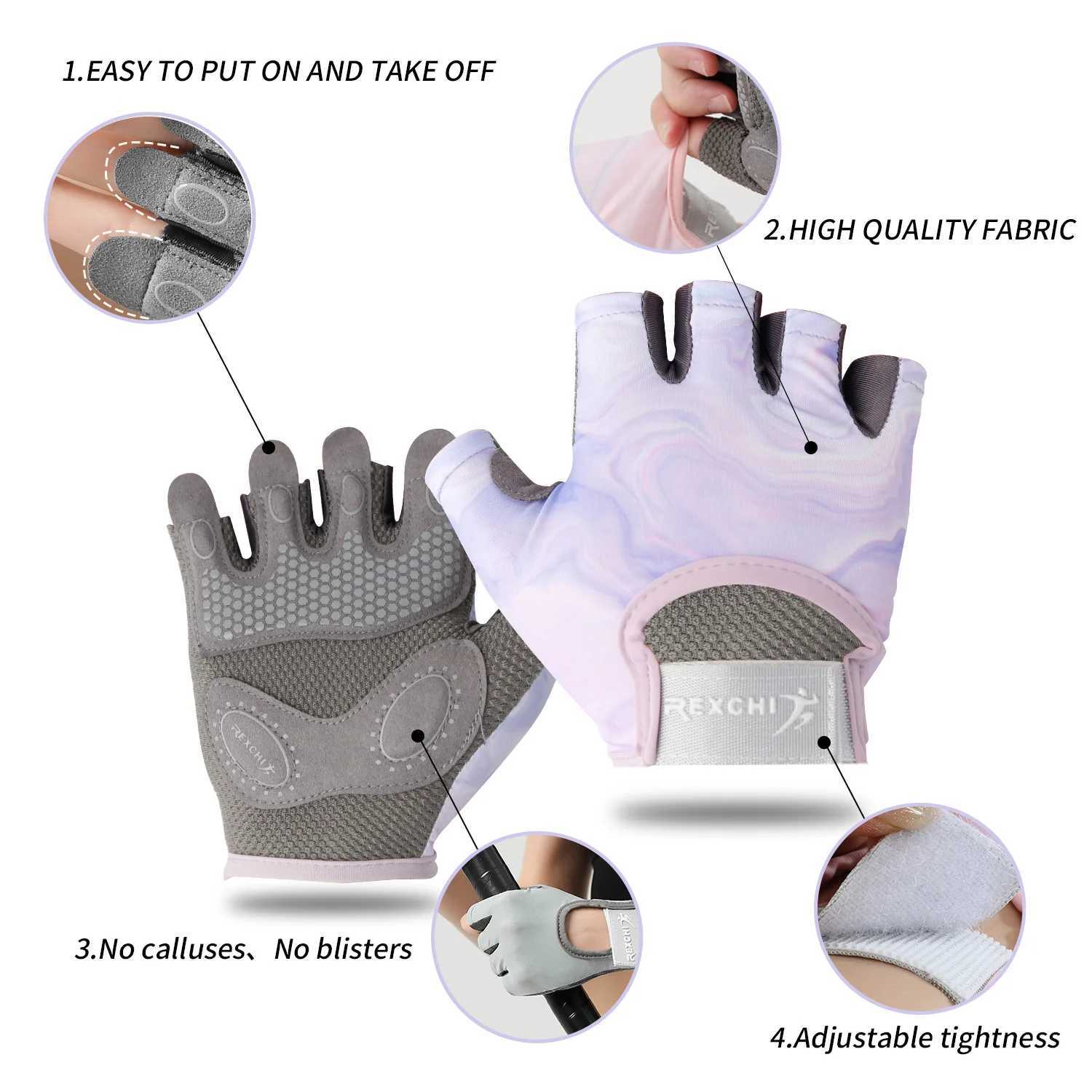 Womens yoga gym sports gloves anti slip and shock-absorbing half finger gloves wear-resistant and breathable bicycleW241018