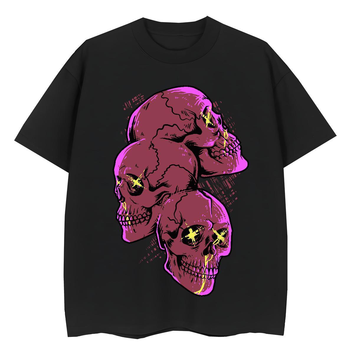 Classic Womens T Shirts 230g Cotton Comfortable Street Casual skull Couples T Shirts High quality Custom Printed Tops Shirt