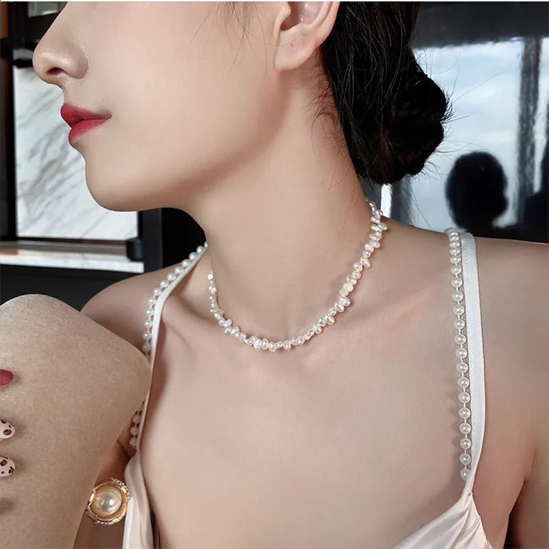 Jewelry Trendy Irregular Pearl Necklace Temperament Simple Handmade Strand Bead For Men Gift 241010