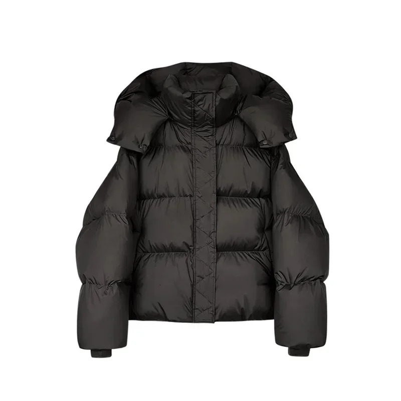 Down jacket womens highend winter fashion hooded thickened pufffeel bread 241018
