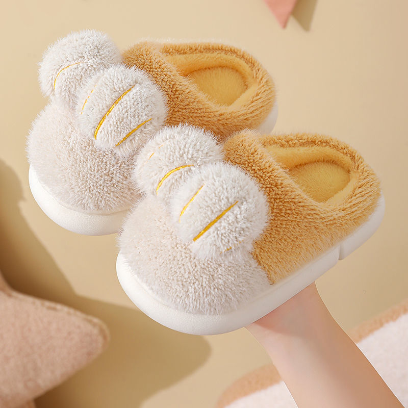 Children's cotton slippers for autumn and winter, men's and women's hairy slippers for warmth, parent-child home, indoor shoes, childre