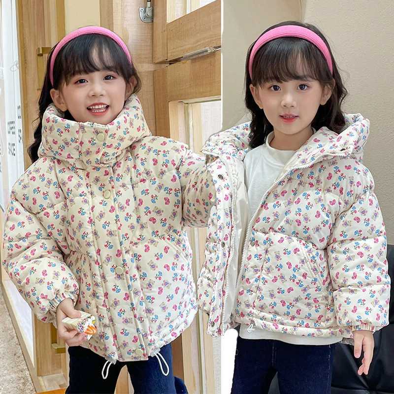 Girls aprons floral jackets winter thick velvet jackets childrens down jackets childrens printed jackets M241018