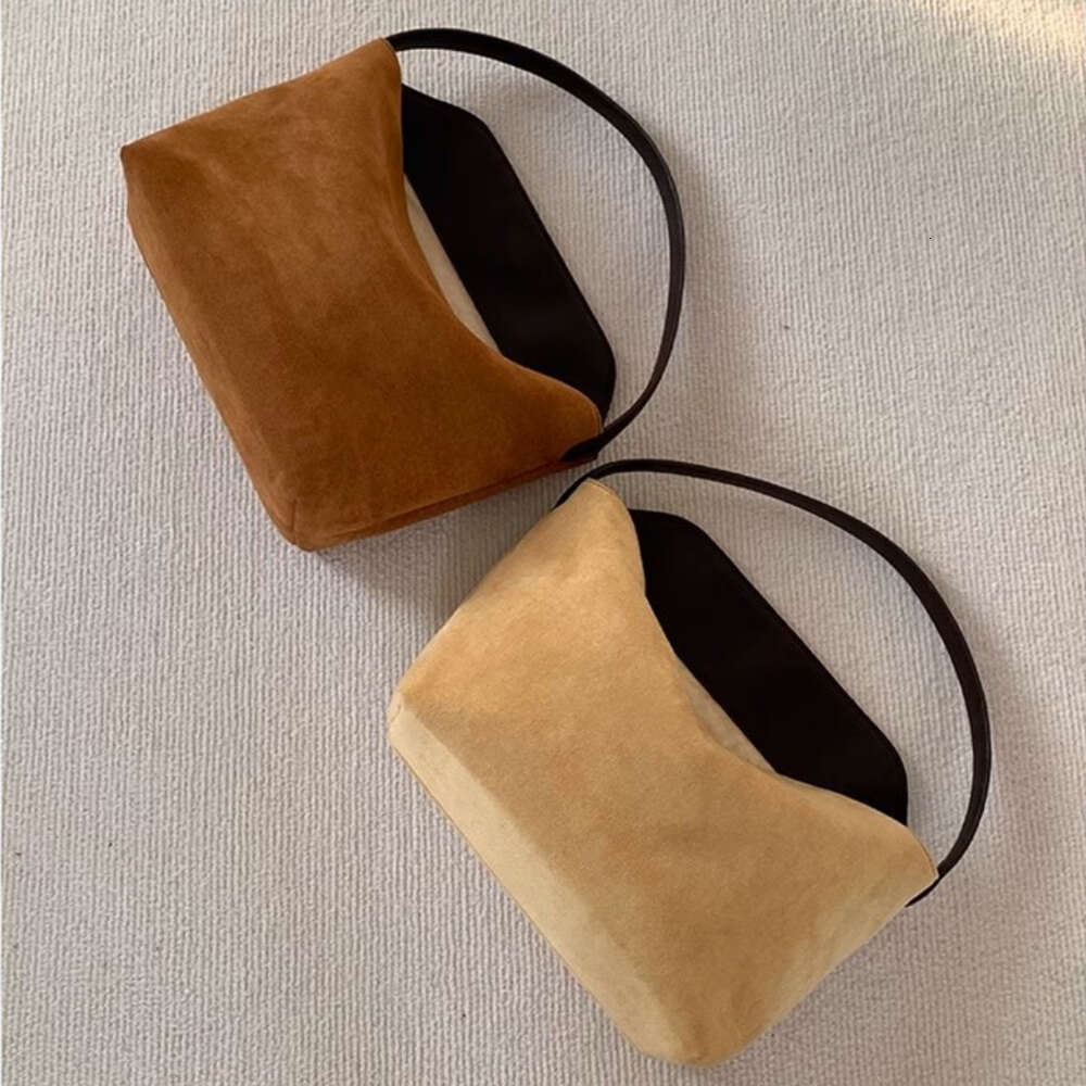 Handbag Retro Suede Small for Women Casual Versatile Handle Shoulder Bags Female Commuter Brown Purse Travel Underarm Bag