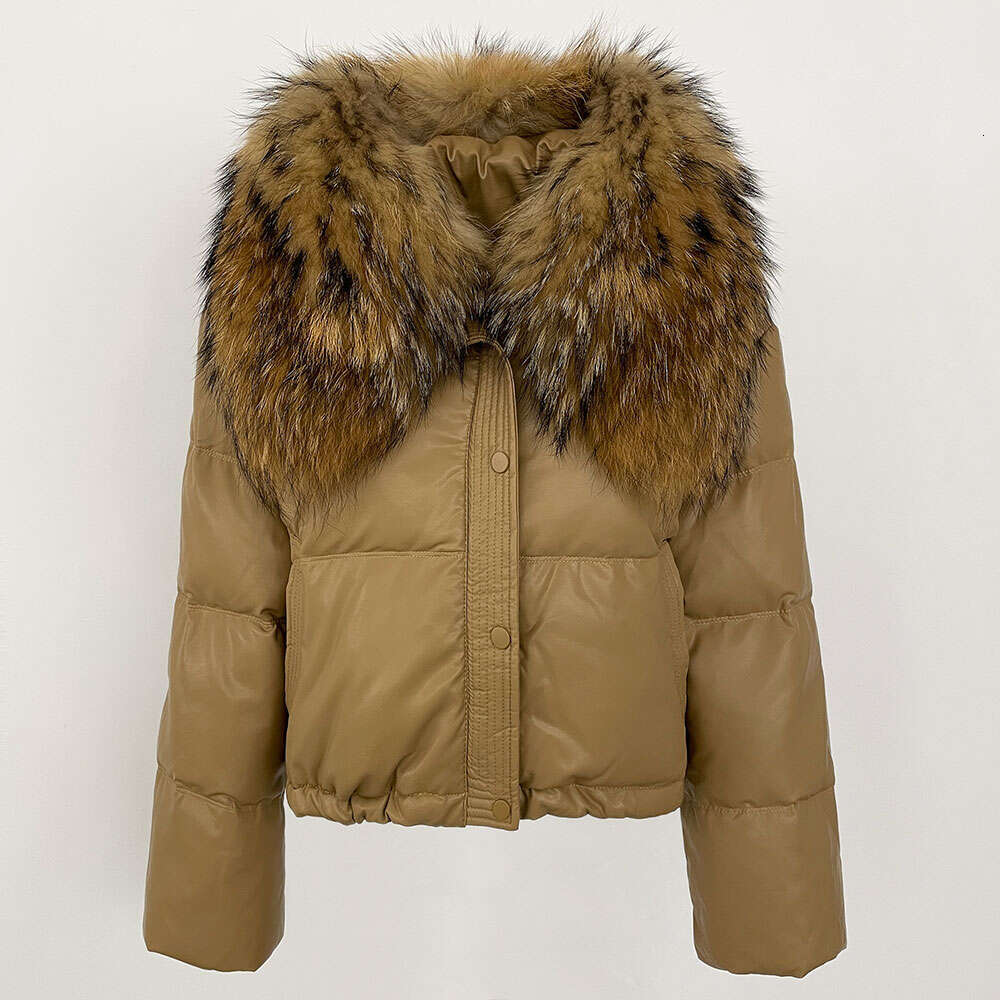 White Duck Coat 2024 New Down Women Winter Short Warmth Puffer Jacket Large Natural Real Raccoon Fur Collar Parkas