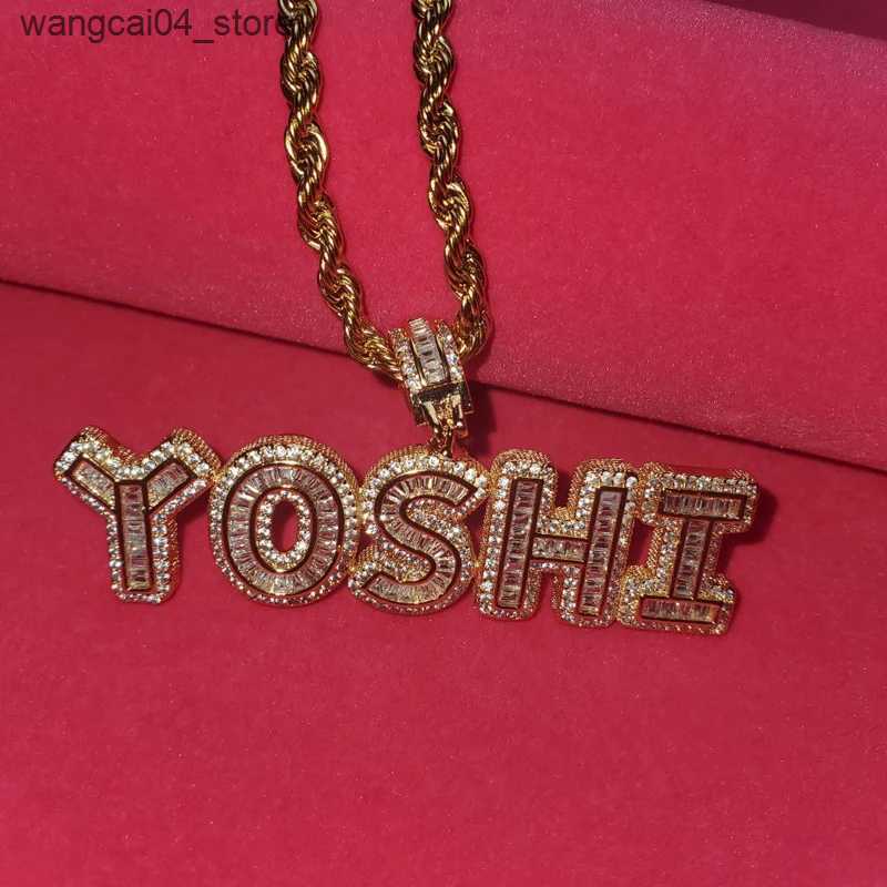 Chokers Grandbling custom letter pendant with ice carved zircon letters Neclace with rope chain suitable for womens hip-hop necklace suitable for men 