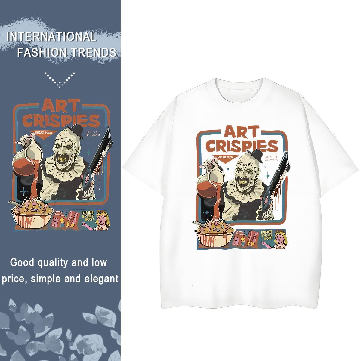 Fashion Casual T Shirt For Woman 230g Cotton Crew Neck Summer Casual art circles Woman Tshirt Female Cartoon Print Clothes