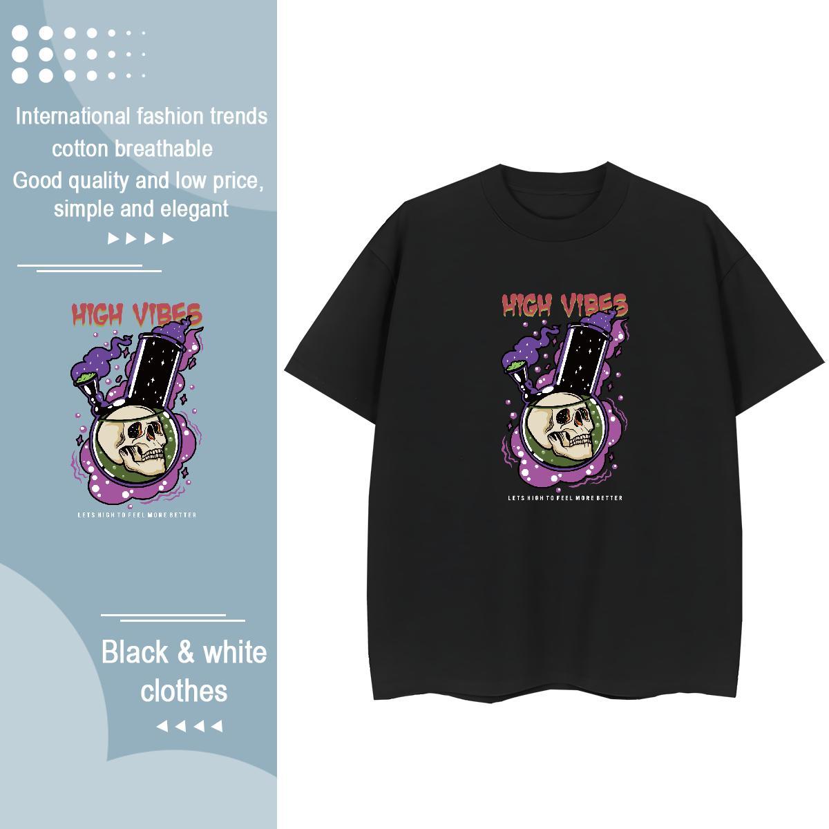 Fashion T Shirts Women 230g Pure Cotton Breathable Soft Hip Hop Street skull Women Tshirts High quality Graphic Tee Shirt