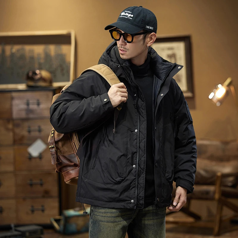 White Duck Down Three Proof Jacket Men Fall Winter Loose Thick Warm Coat Oudoor Trekking Ski Stormsuit Travel Windbreaker 241018
