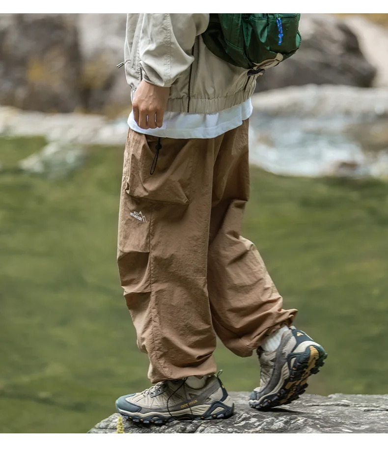 Korean Style Overalls Mens Japan Fashion Retro High Street Casual Tactical Pants Multipockets Parachute 241018
