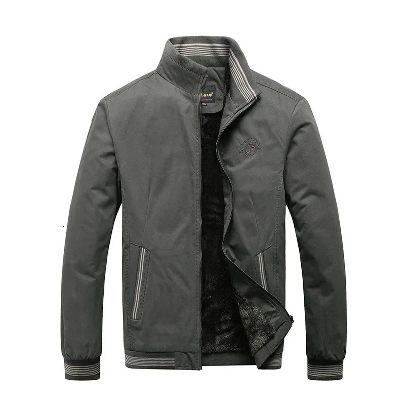Prowow Winter Mens Business Casual Plush Jacket Middle aged Standing Collar Warm Coat Cross border 241018
