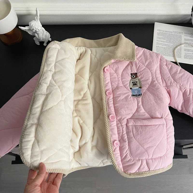 Childrens Winter Coat New Korean Edition Girls Apron Embroidered Baby Collar Coat Small Coat Girls Winter Clothing M241018