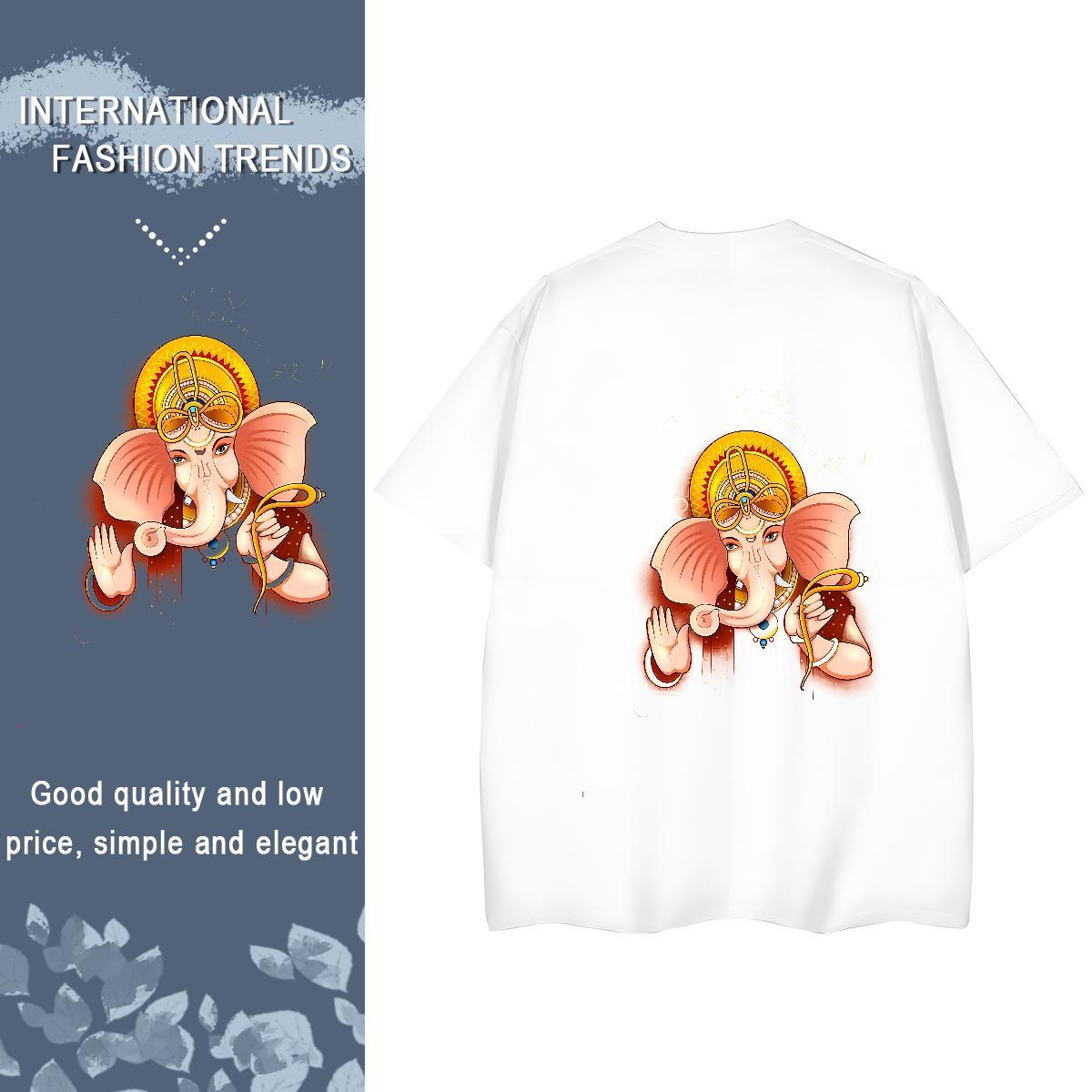 DIY Womens T Shirts 230g Cotton Breathable Outdoor elephant Unisex Tshirts Designer Cartoon Print Top Tees