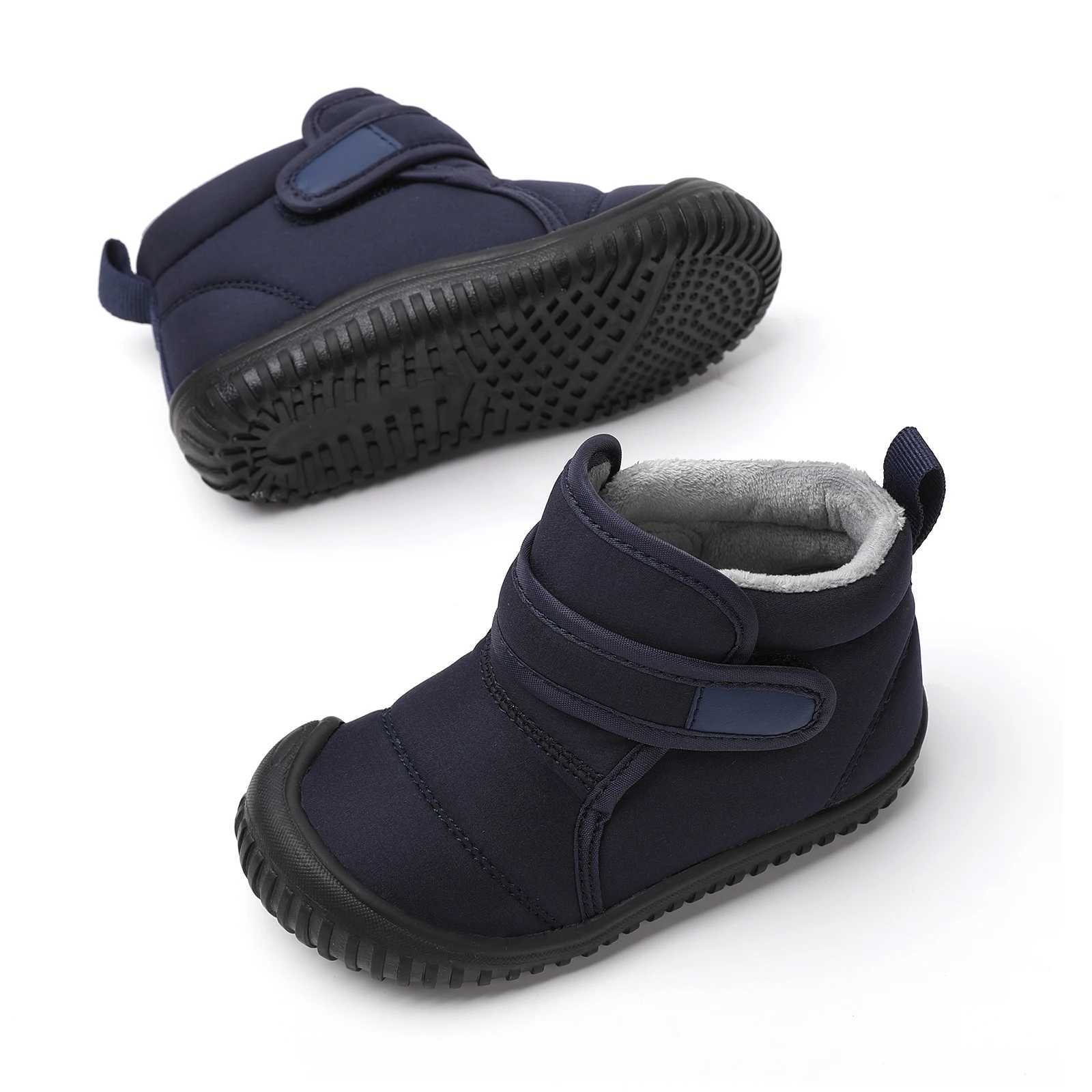 Boots New 2024 childrens snow boots girls ankle winter boots warm plush boys fur leather shoes childrens platform boots size 20-28 H241018