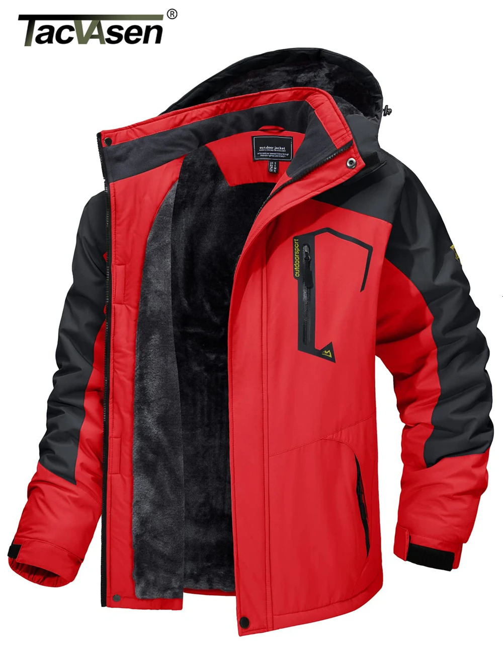 TACVASEN Fleece Lining Mountain Jackets Mens Hiking Outdoor Removable Hooded Coats Ski Snowboard Parka Winter Outwear 241018