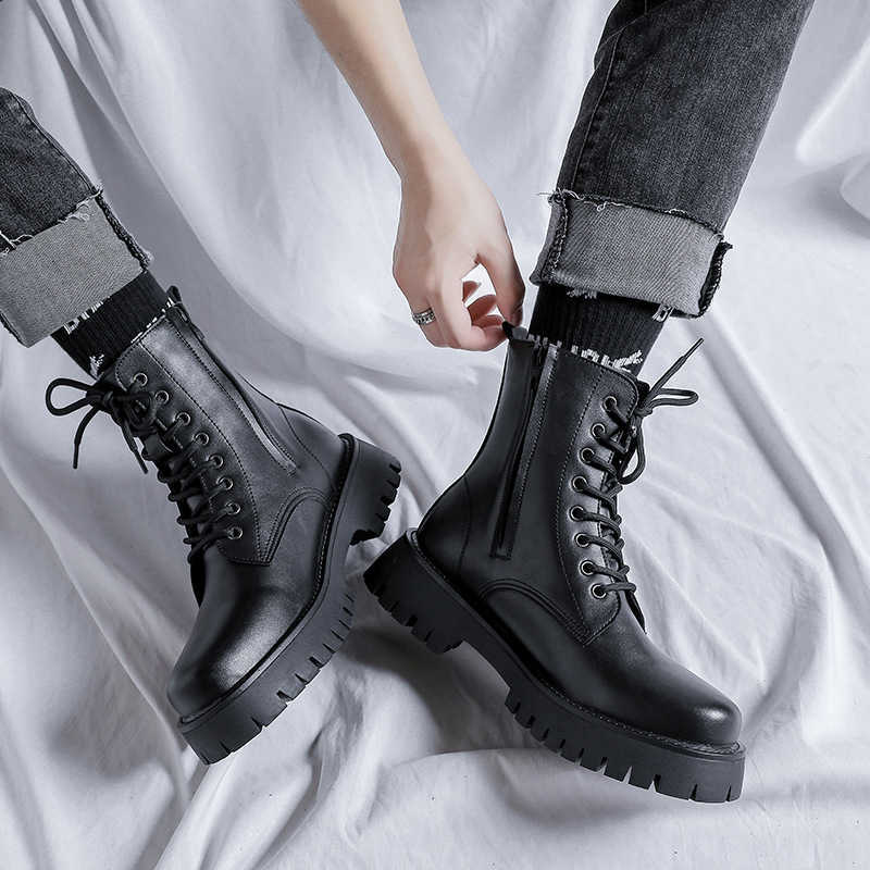 Martin Boot Oversized Mens Ankle Women Boots Leather British Style New Motorcycle Boots Fashion Boots Fashion Boots Woman Shoes 240927