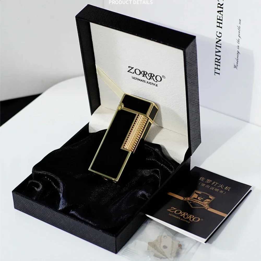 Lighters ZORRO High end Kerosene Lighter Narrow Metal Grinding Wheel Side Slip Ignition Retro Mens Business Gift IC Model T241017 W260202
