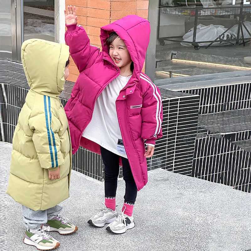 New thick coat winter boy girl apron warm coat childrens clothing hooded cotton clothing snow jacket M241018
