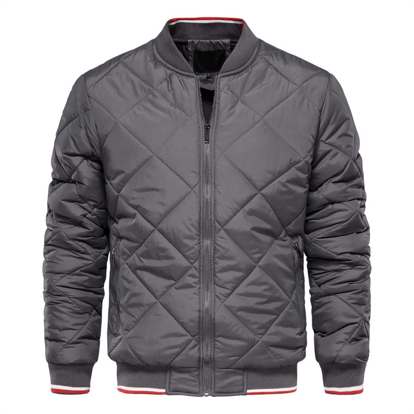 Zipper Cotton Padded Jacket Autumn And Winter MenS Stand Solid Color Casual Warm Men Windbreak Thick Warm Fleece Jacket LX241018