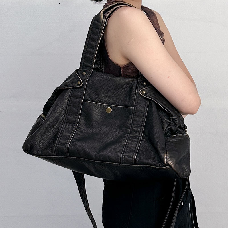 Moto & Biker Shoulder Underarm Bags For Women Designer Handbags And Purses 2023 New In Vintage Y2k PU Leather Crossbody