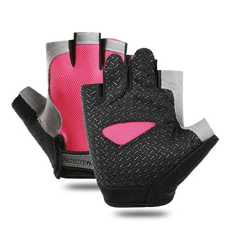 Shock absorption and anti slip bicycle half finger gloves for mens outdoor sports fishing mountain yoga fitness glovesW241018