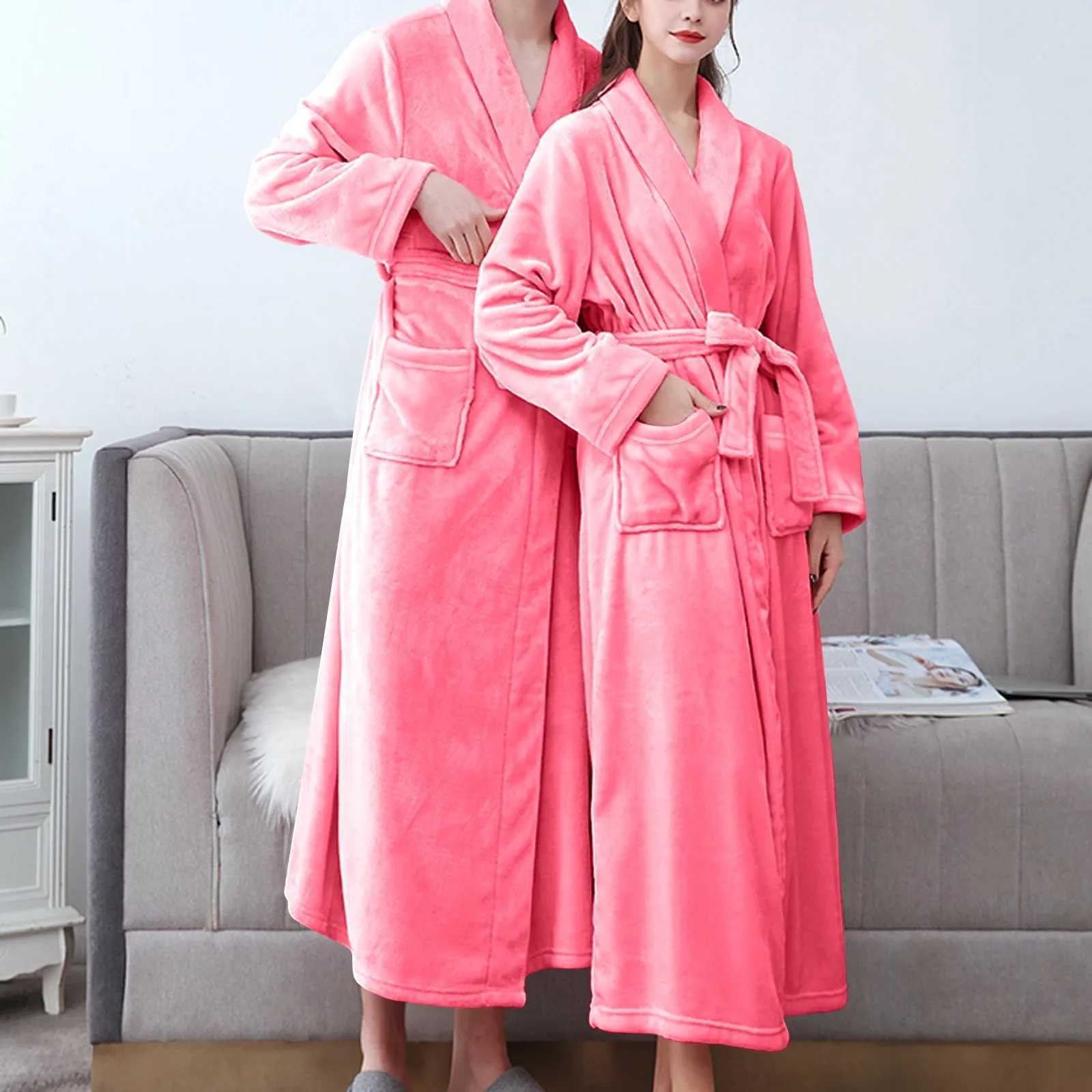 Cozy Bathrobe Luxurious Mens Hooded Bathrobe with Adjustable Belt Ultra Soft Absorbent Male Robe with Pockets Plush Solid ColorXJ241018