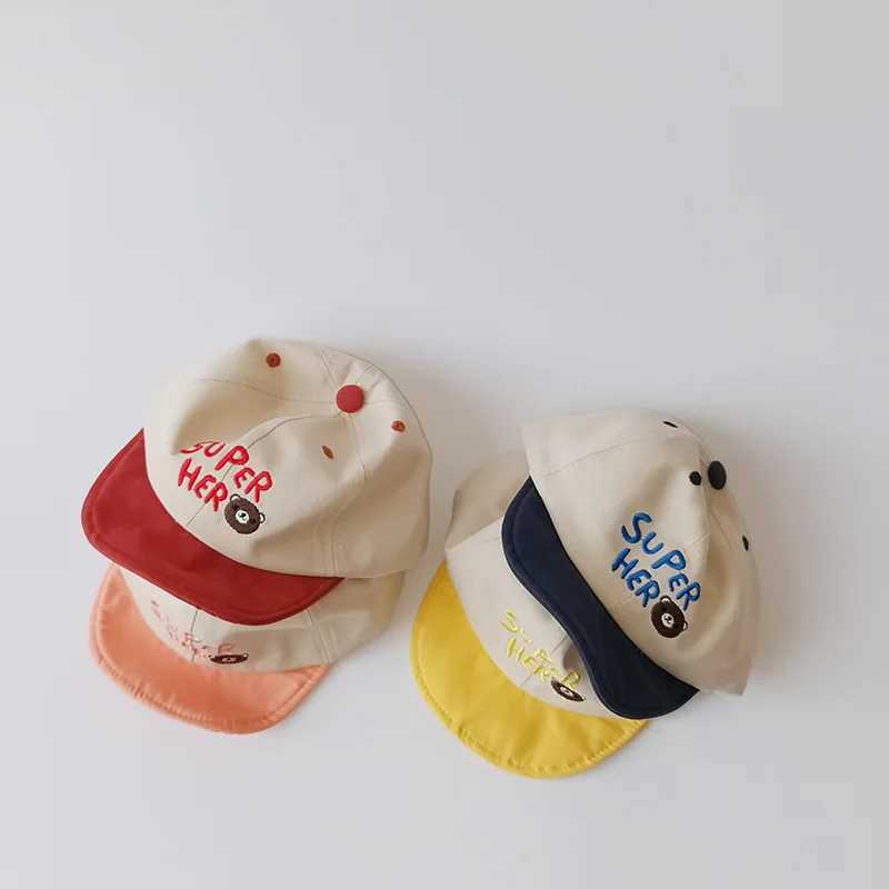 Cute Baby Summer Hat Letter Bear Embroidery Infant Boy Girl Baseball Cap Korean Casual Patchwork Toddler Peaked Caps LX241018