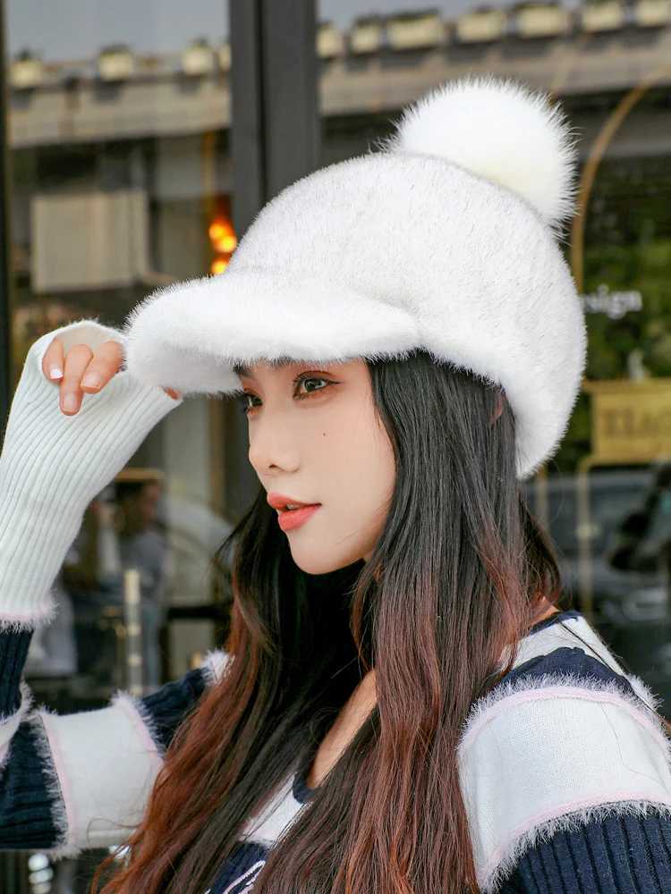 Ladies Casual Faux Fur Hat Autumn Winter Hats For Women Solid Baseball Cap Newsboy Cap Men Winter Beret Women Painter CapsX241018