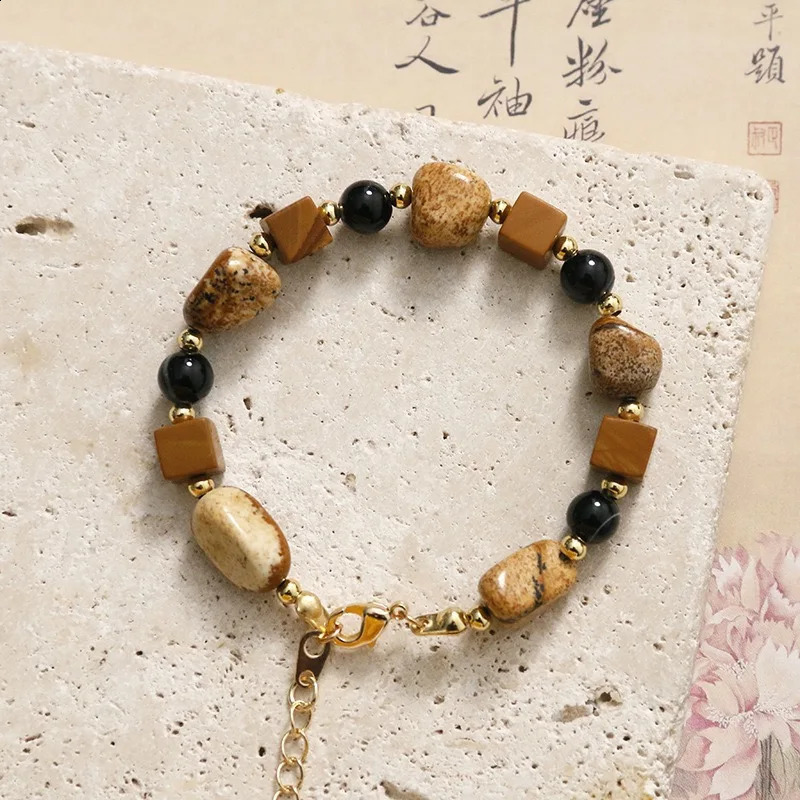 Natural Tiger Eye Stone Irregular Pearl Set Necklace Light yet Exquisite Retro Fashion Freshwater Pearl Bracelet Necklace 241018