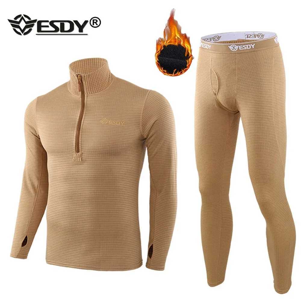 Men's Thermal Underwear Mens hot underwear set mens sports bottom layer winter gear compression set long-distance running Y241018DZDS