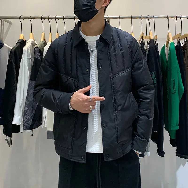 2023 Men Winter Fashion Warm Casual Windproof Parka Coats Male Short Cotton-padded Jackets Men Turn-down Collar Overcoats F507 LX241018
