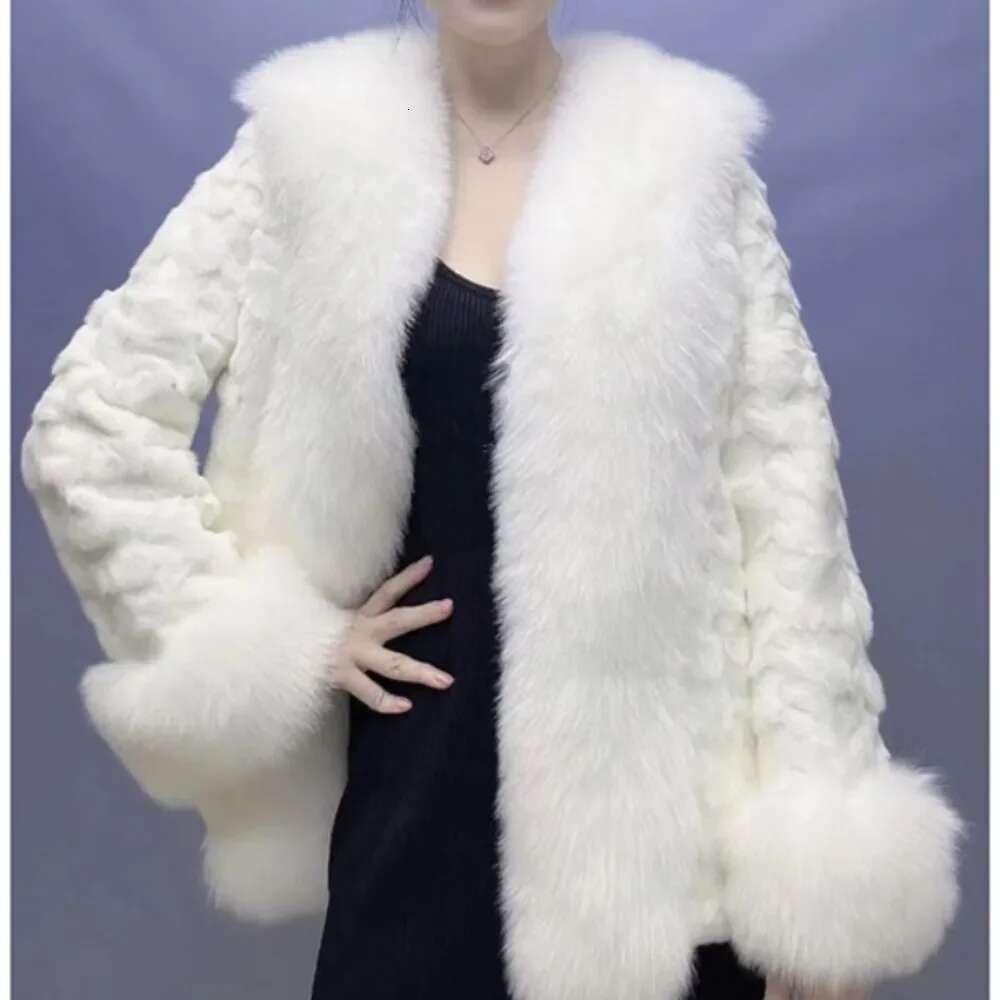 Big Collar Coat Fox Jacket 2024 Autumn Winter Women Real Mink Fur Outerwear High Quality Warm Middle Length Cardigan