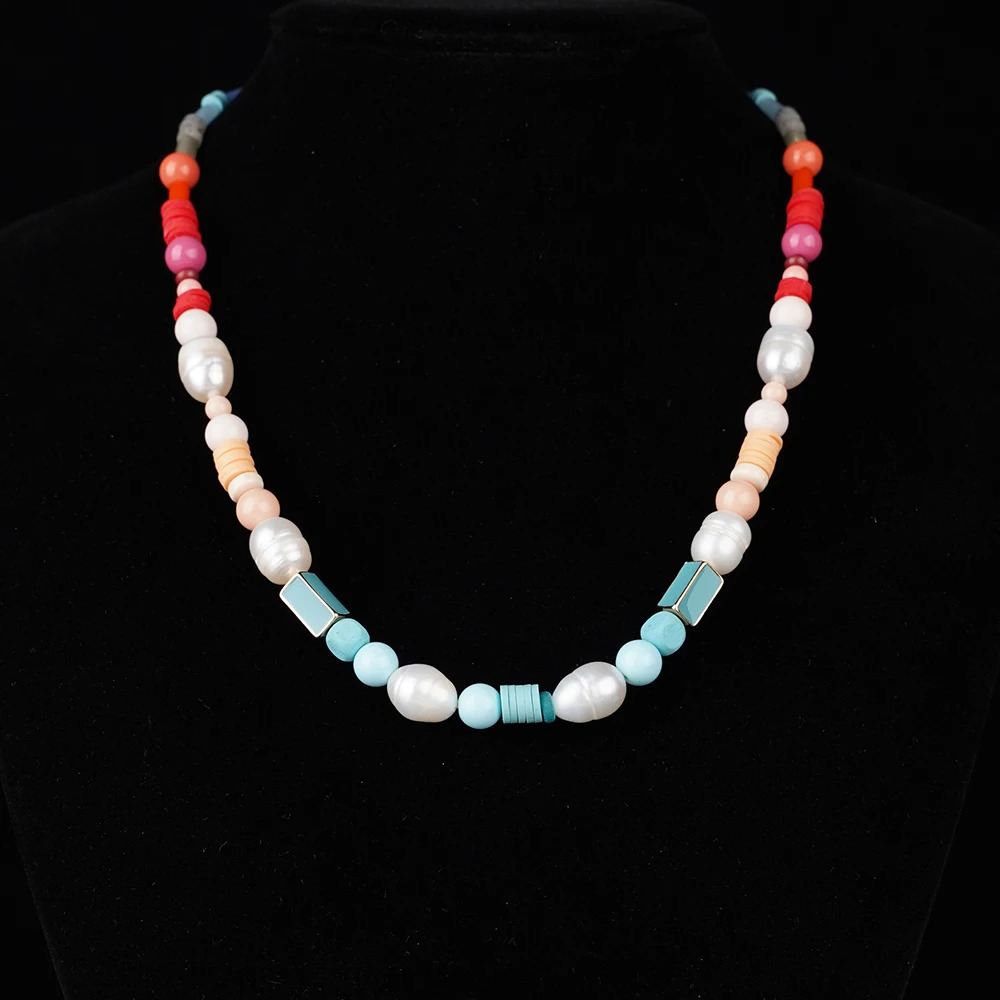 Natural gemstones irregular red coral chips natural pearls jewelry making stainless steel accessories necklaces 241018