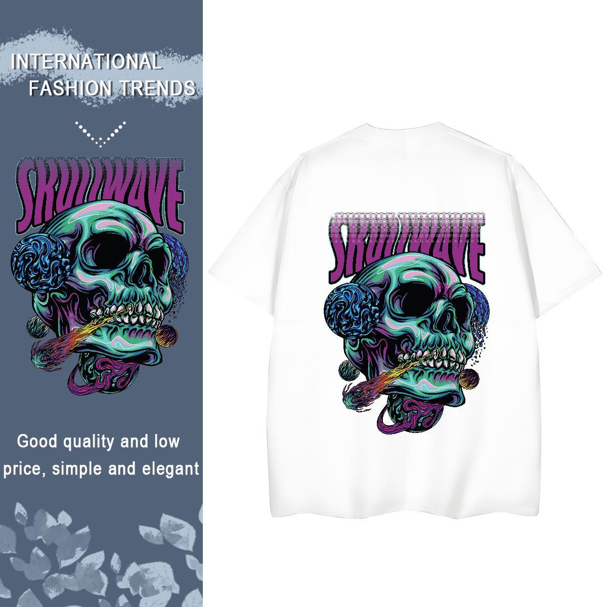 Fashion Womens T Shirts 100% Cotton 230g Breathable Short Sleeve Casual Daily Wear skull Tshirt for Man Woman 5A Floral Print Tops Shirt