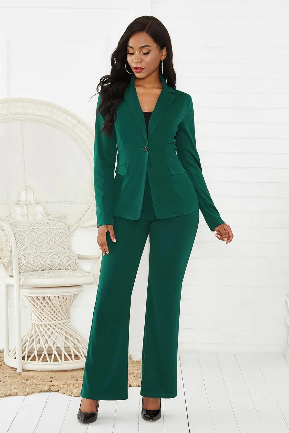 Womens Office Set 2piece Long Sleeve Pants Winter 241009