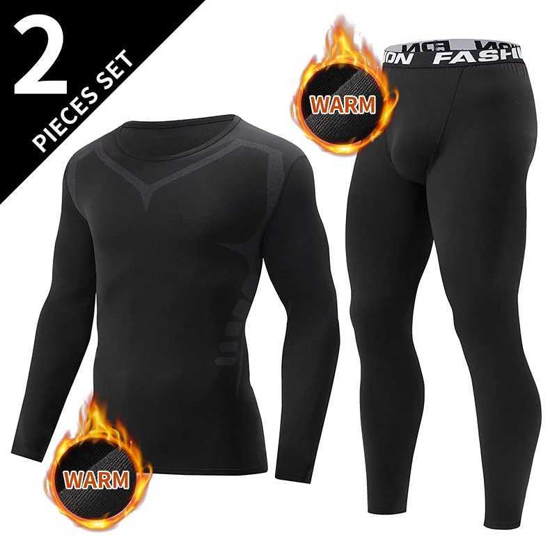 Men's Thermal Underwear 2-piece mens tight warm long-slved trousers suit for autumn and winter mens fitness pants shirt running athletes sport Y2