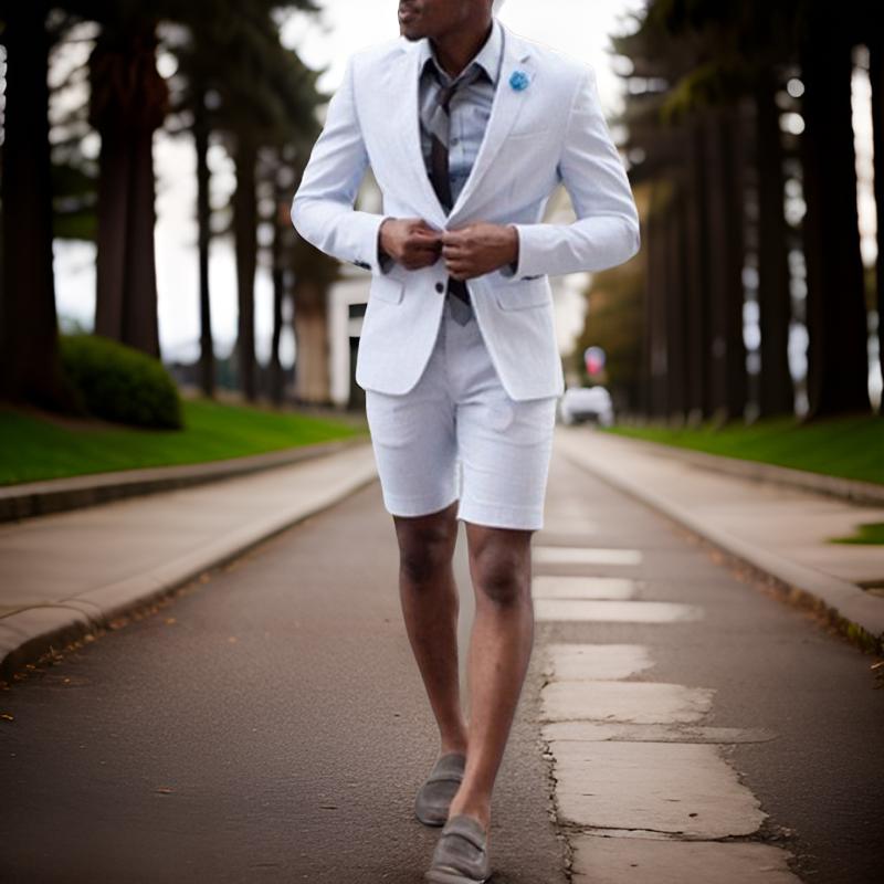 Linen Wedding Suits for Men with Short Pants Casual Slim Fit Beach Summer Groom Tuxedo 2 Piece Best Man Blazer 2024