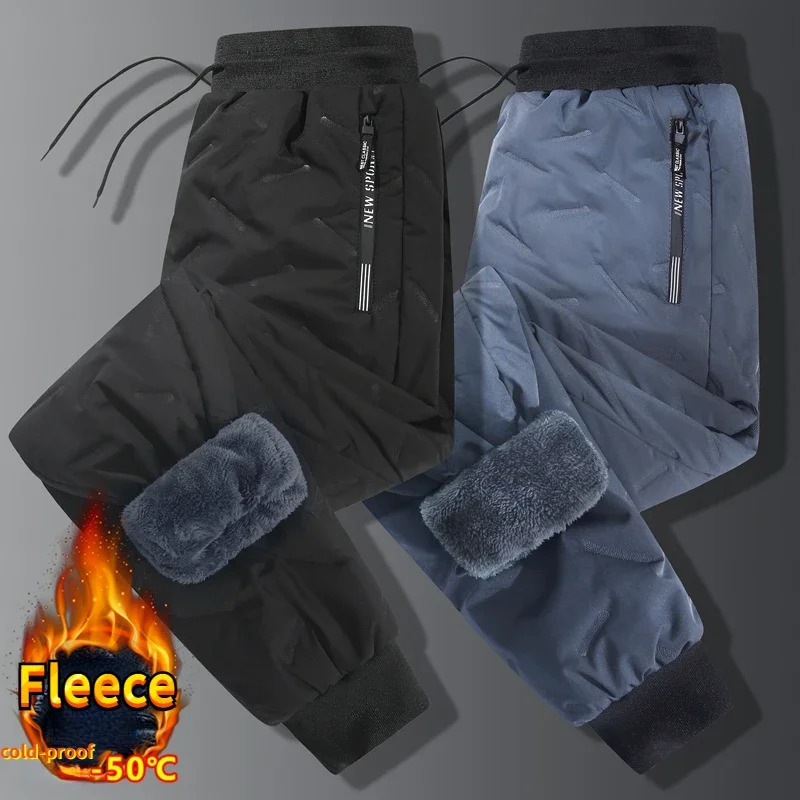 Mens Winter pants Casual Thick Wool Warm Sports Pants Men Jogger Big size Loose Waterproof Windproof Cotton Snow Clothes 241018