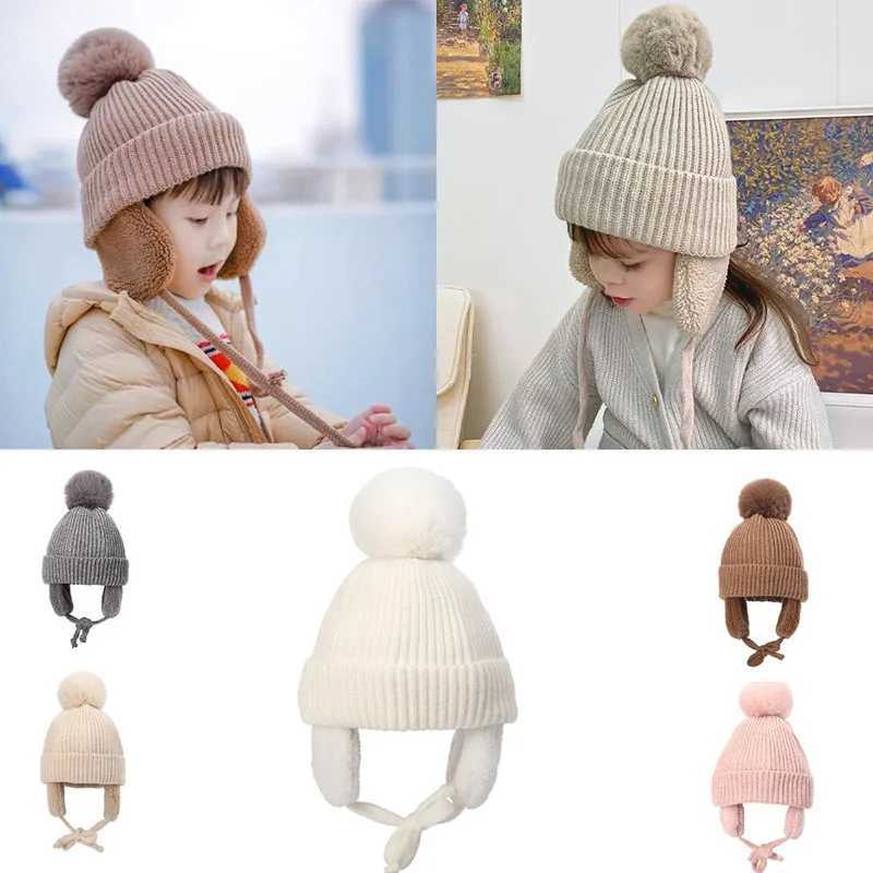 Winter Thicken Warm Baby Hat Ear Protection Baby Boys Girls Cap Beanies Cute Pompom Infant Toddler Kids Hat With Earflaps Bonnet LX241018