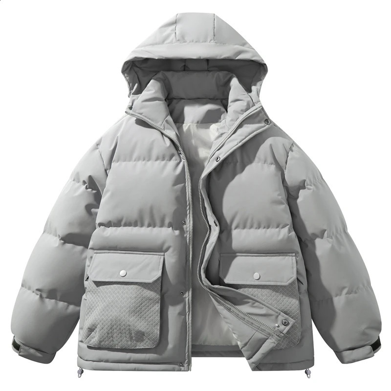 Mens Winter Down Jacket Solid Color Simplicity Waterproof Windproof Outdoor Travel Hooded Coat Mens Warm Cotton Clothing 241017