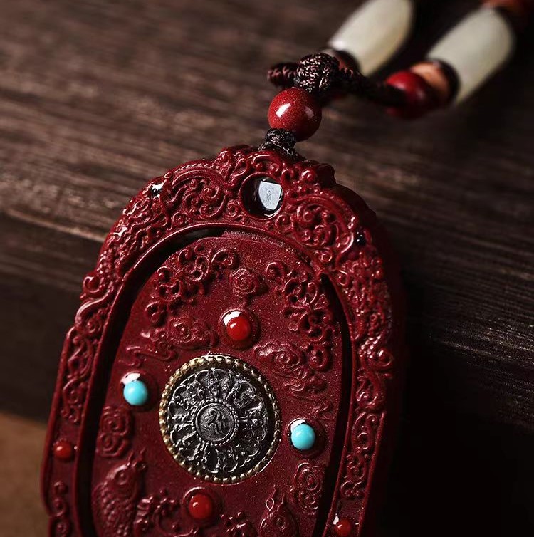 High-Quality Cinnabar Buddha Pendant Amulet | Feng Shui Chinese Zodiac Karma Protection Necklace | Good Karma Birth Year Talisman for Men & Women