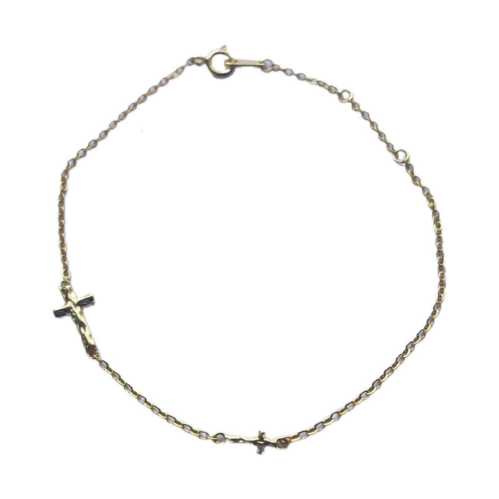 S pure sier plated 14K gold mini cross bracelet for women slim simple versatile, niche design exquisite jewelry