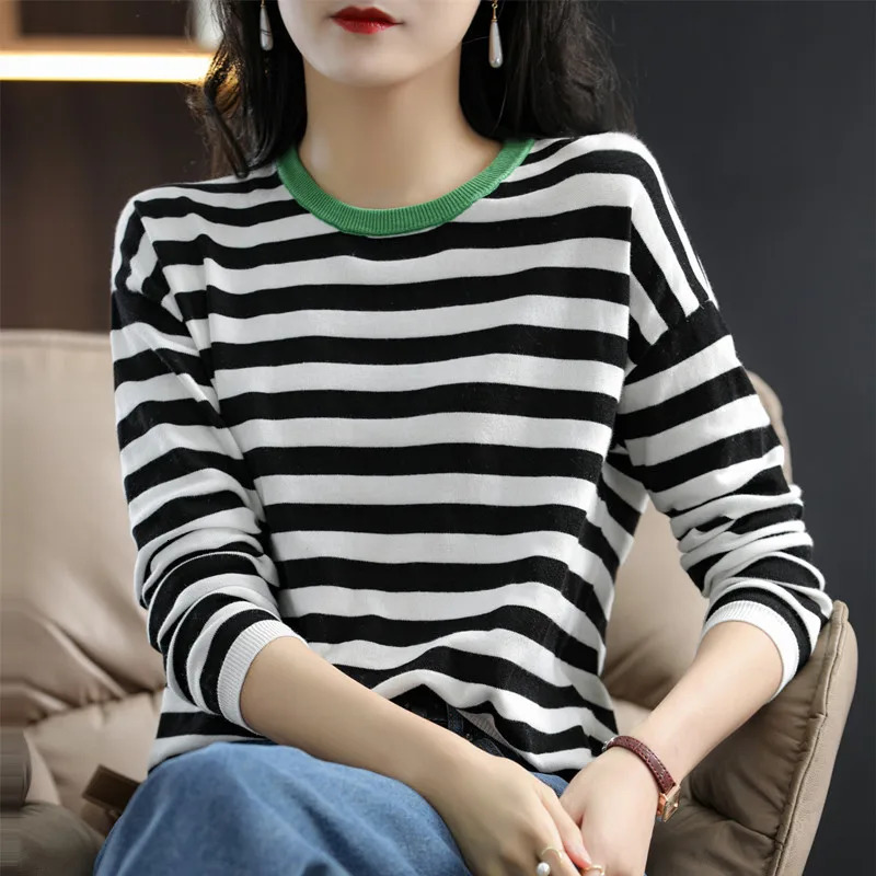 High Quality Cotton Long Sleeve T Shirt Women Basic Tshirts Female Casual Tops Tshirt 241018