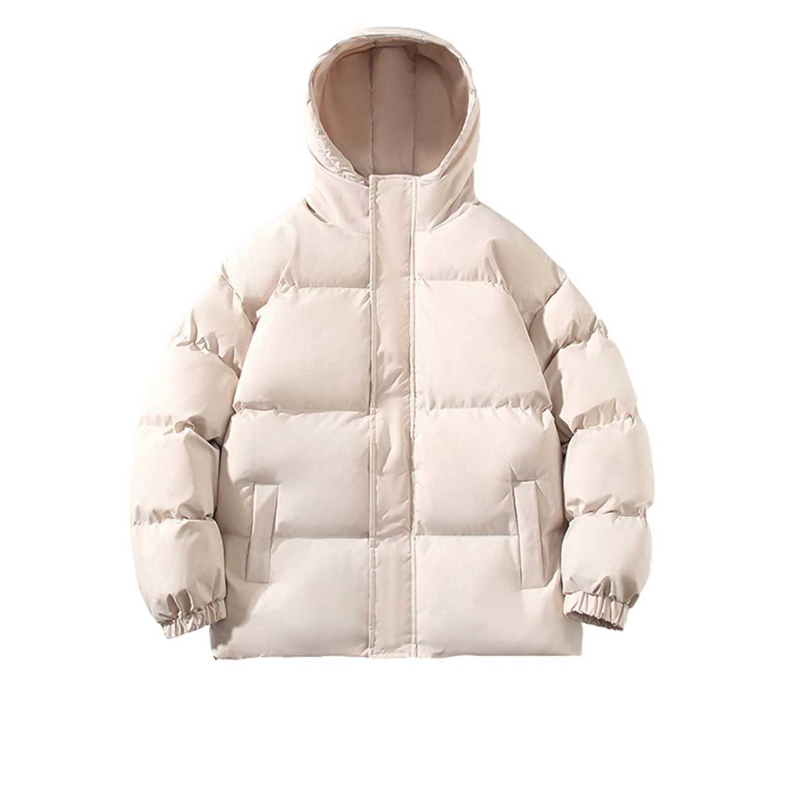 Winter MenS Pure Color Loose Jacket Youth Leisure Thickened Warm Fashion Jacket Men Windbreak Thick Warm Fleece Jacket LX241018